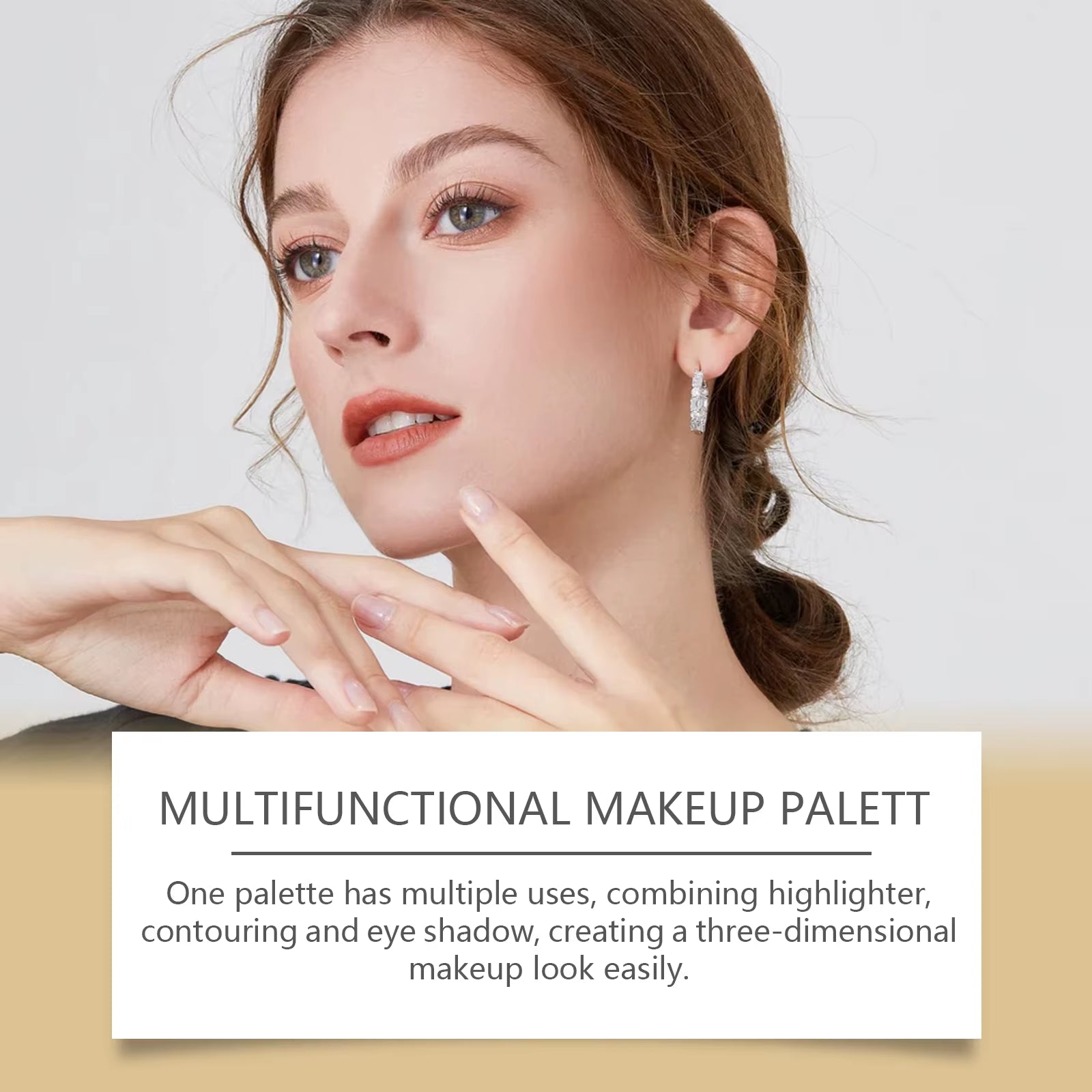 All-In-One Makeup Palette with Eye Shadow, Contouring, Blush, Highlighter, and Eyelid Brightening in One; Versatile Makeup