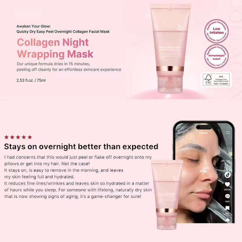 Glass Skin Collagen Mask (Kim Hee-Sun'S Choice) - Intense Firming + Radiance Revival | Hydrolyzed Collagen Peptide K-Beauty